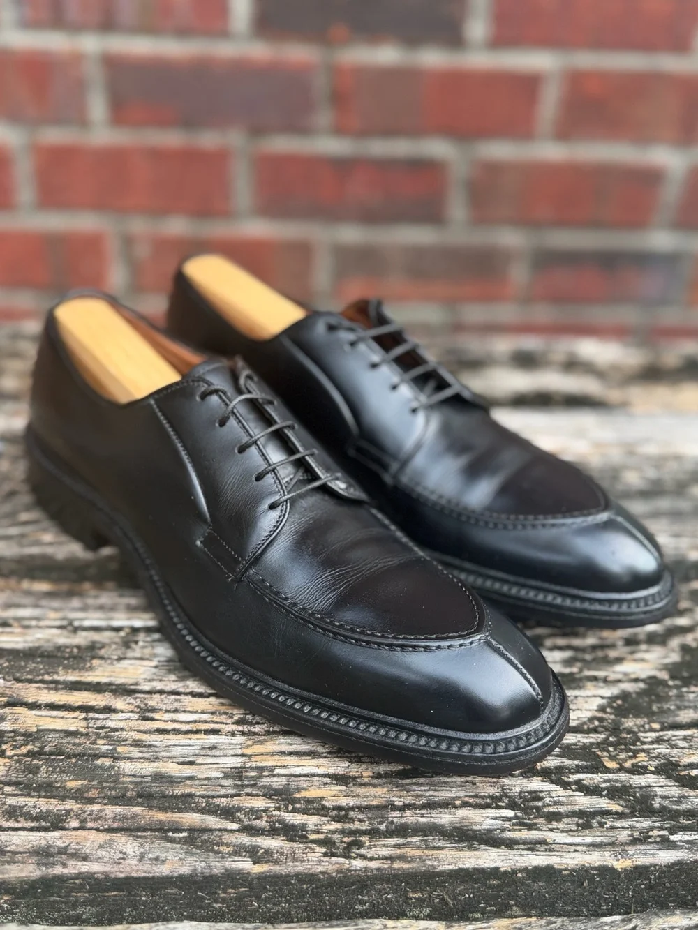 Allen Edmonds Brentwood Men’s 7.5 AA Split Toe Black Leather Oxford Dress Shoes